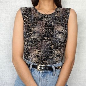 Antique Patterned Ribbed Textured Summer Tank Top